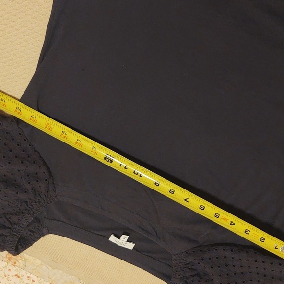 Crown & Ivy Women's Navy Blouse with Eyelet 3/4 Sleeves - Picture 5 of 9